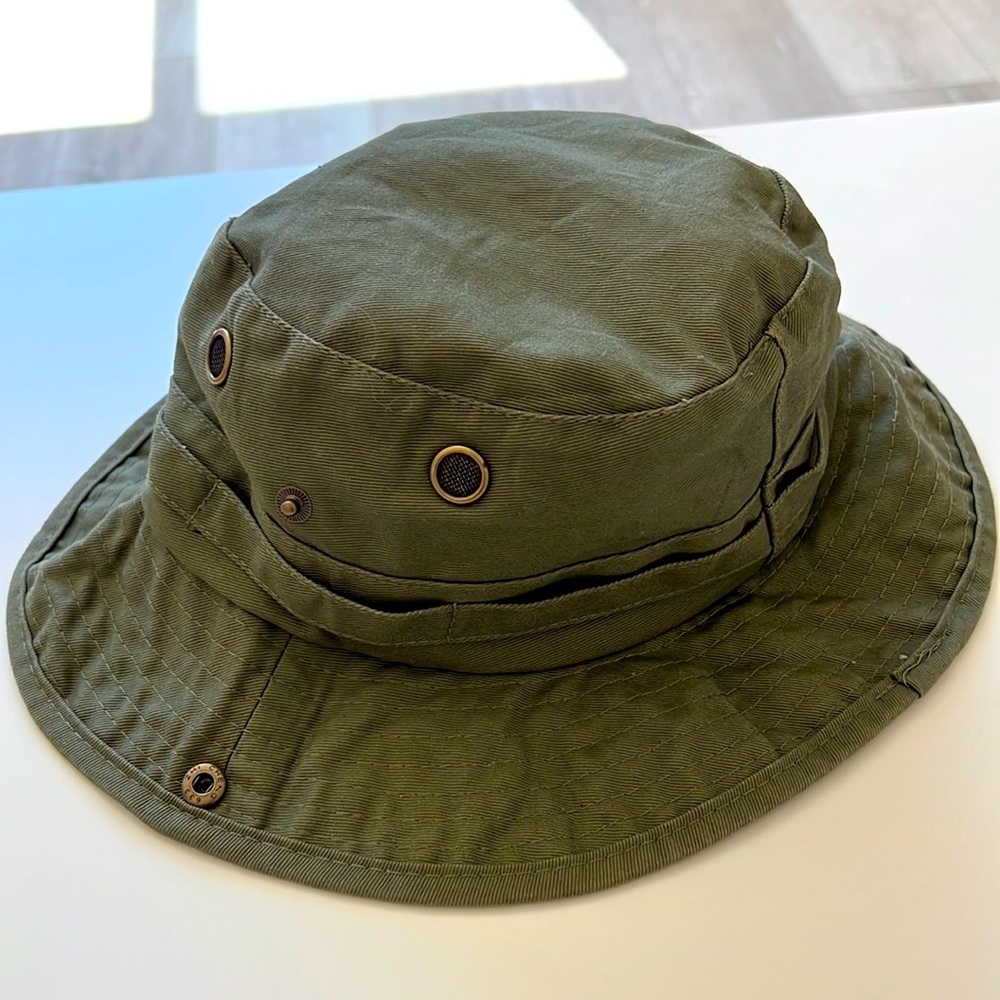Dark Green Cotton Bucket Hat